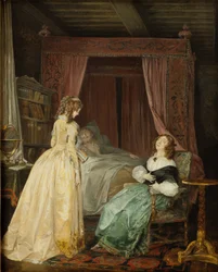 La reine Kristina de Suède (1626-89) visitant le professeur Saumaise (1588-1653) 1794